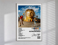 Travis Scott Astroworld Album Cover poster framed in white on a clean gallery wall
