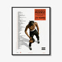 Framed Travis Scott Rodeo Anniversary print shown as a statement piece on a gallery wall