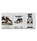 Trio set of Travis Scott Air Jordan 1 High OG Mocha posters with close-up, promo, and GOT EM designs