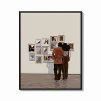 Framed Black Couple at a Gallery Wall print shown as a bold statement piece on a clean gallery wall