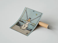 Gently curled Two of Swords print beside its protective shipping tube
