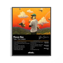 Framed Tyler the Creator Flower Boy Tracklist print shown as a statement piece on a gallery wall