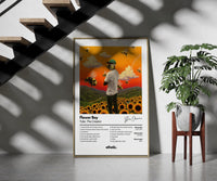 Tyler the Creator Flower Boy framed print on a staircase entryway wall beside a plant