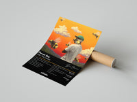 Tyler the Creator Flower Boy Tracklist poster print laid beside its crush-resistant shipping tube