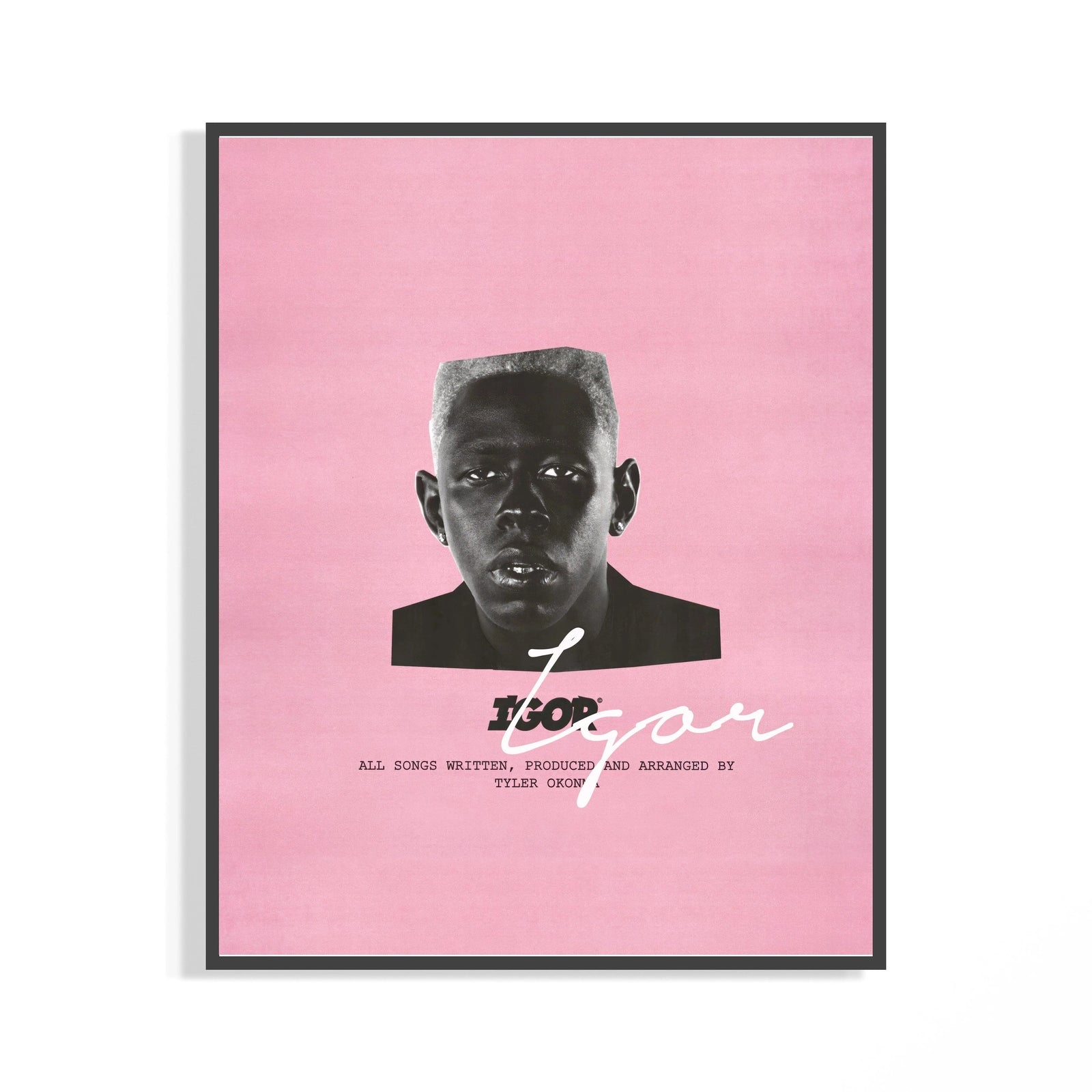 Framed Tyler the Creator IGOR print shown as a statement piece on a gallery wall