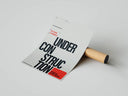 Under Construction motivational editorial typography print flat lay with cardboard shipping tube