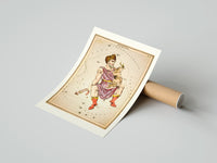 Rolled Auriga constellation charioteer holding goat poster beside its crush-resistant kraft shipping tube