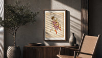 Auriga constellation charioteer holding goat poster framed above a fluted sideboard beside an olive tree
