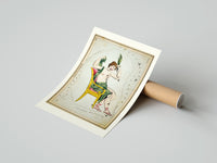 Rolled Cassiopeia constellation seated woman figure poster beside its crush-resistant kraft shipping tube