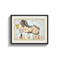 Framed Cetus the whale constellation chart print shown as a wide statement piece on a clean white wall