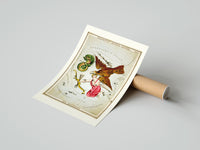 Rolled Antinous, eagle and dolphin constellations poster beside its crush-resistant kraft shipping tube