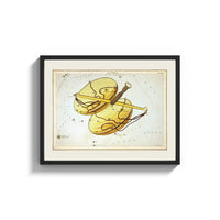 Framed Libra constellation balance scales chart print shown as a wide statement piece on a clean white wall