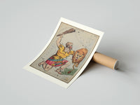 Rolled Orion constellation as warrior with lion poster beside its crush-resistant kraft shipping tube