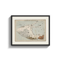 Framed Winged horse Pegasus constellation map print shown as a wide statement piece on a clean white wall
