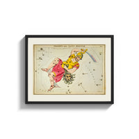 Framed Perseus holding sword and Medusa head print shown as a wide statement piece on a clean white wall