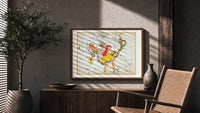 Ophiuchus serpent bearer star chart print in a wood frame above a fluted sideboard beside an olive tree