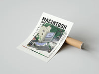 Rolled Vintage Macintosh computer with plants poster beside its crush-resistant kraft shipping tube