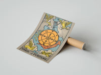 Gently curled Wheel of Fortune print beside its protective shipping tube