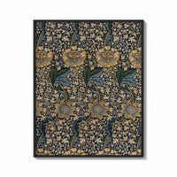 Framed Ornate floral vine pattern print shown as a bold statement piece on a clean gallery wall