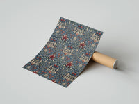 Rolled Victorian floral damask pattern poster beside its crush-resistant kraft shipping tube