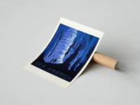Rolled Cave stalactites with two tourists poster beside its crush-resistant kraft shipping tube
