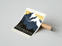 Rolled Cowboy on horse viewing mountains poster beside its crush-resistant kraft shipping tube