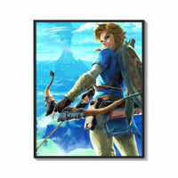 Framed Elf warrior holding bow and arrow print shown as a bold statement piece on a clean gallery wall