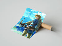 Rolled Elf warrior holding bow and arrow poster beside its crush-resistant kraft shipping tube